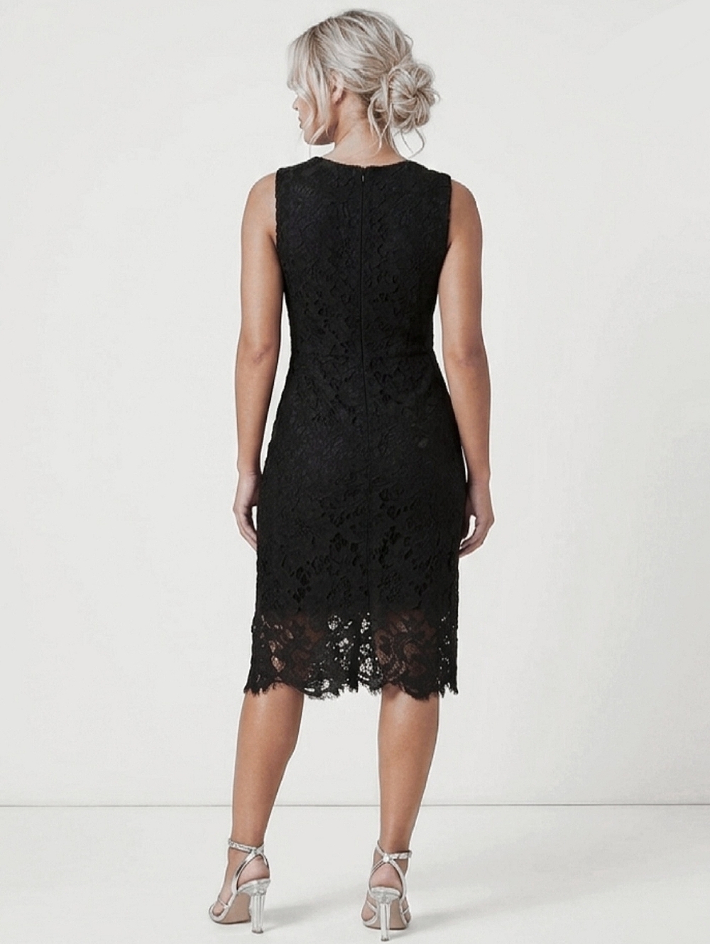 Black Lace Mid Length Sheath Dress By H&M